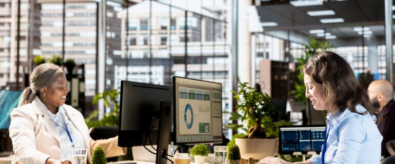Female manager engaged in budget analysis and strategy development new Dubai office IT infrastructure setup guide 2026