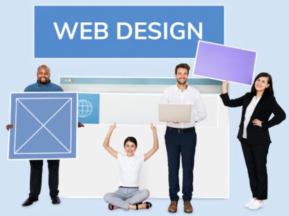 Happy diverse people holding a wed design board Web Design Trends Dubai 2026